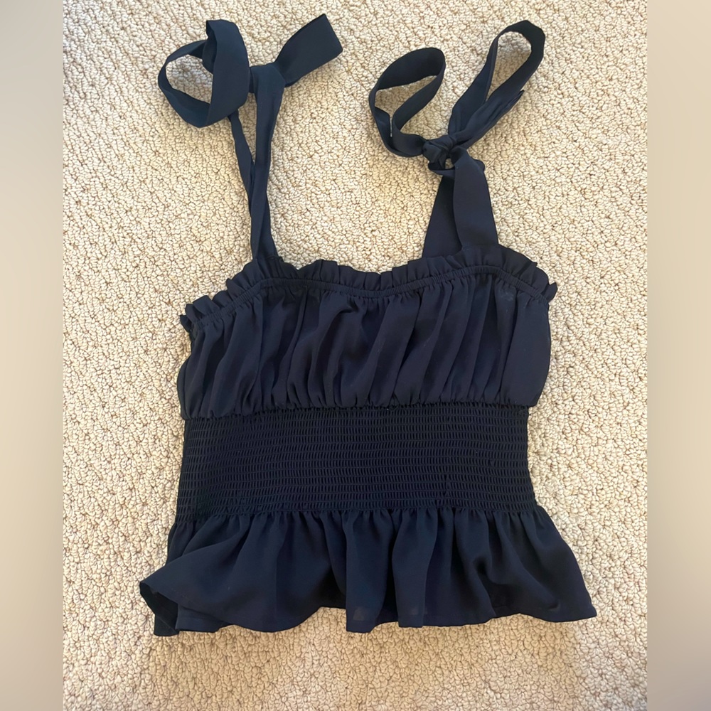 Black bow tie (you can tie them yourself) adjustable strap tank top Forever 21